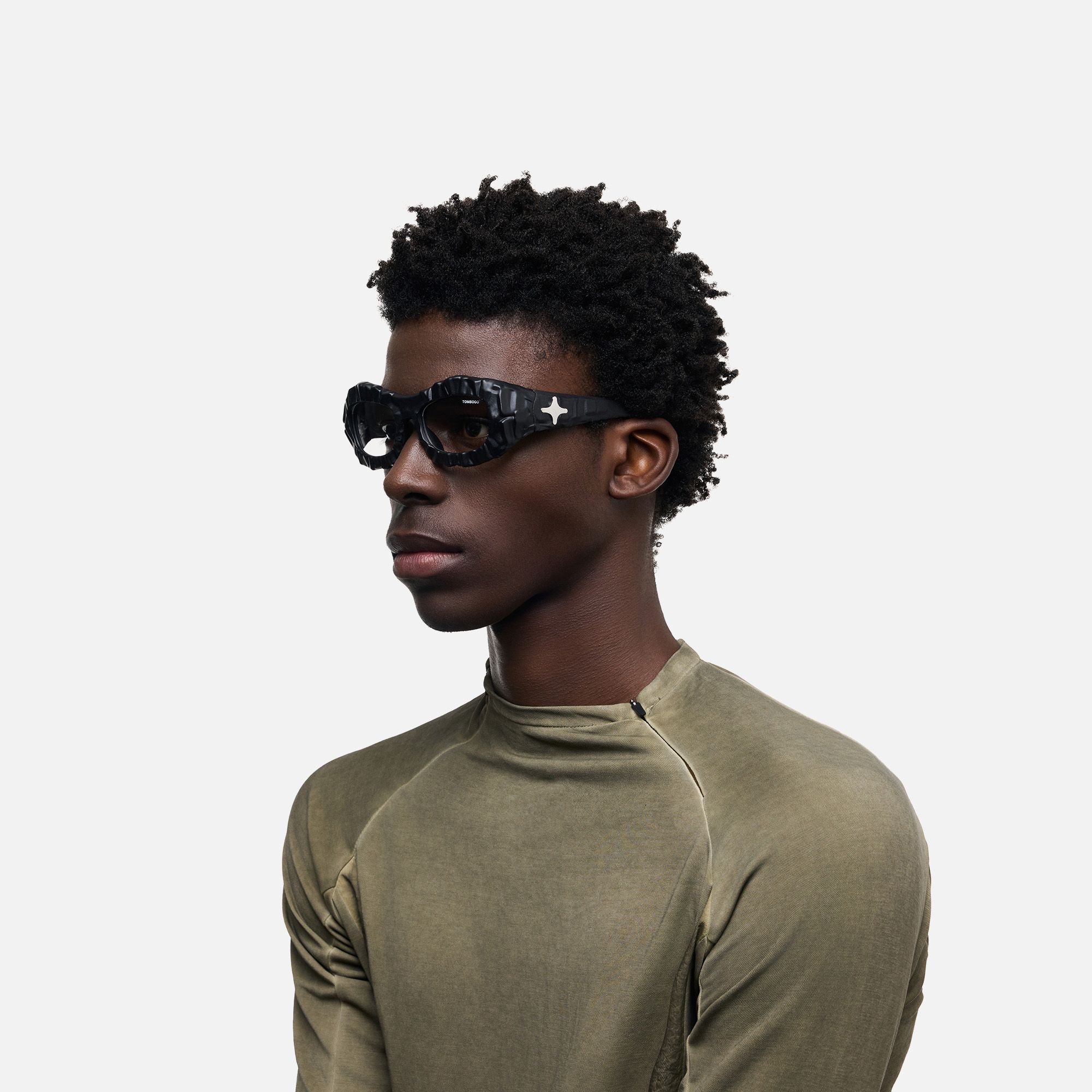 The Geologist - Bold Black Stone Texture Glasses by Vooglam - Model Side Profile