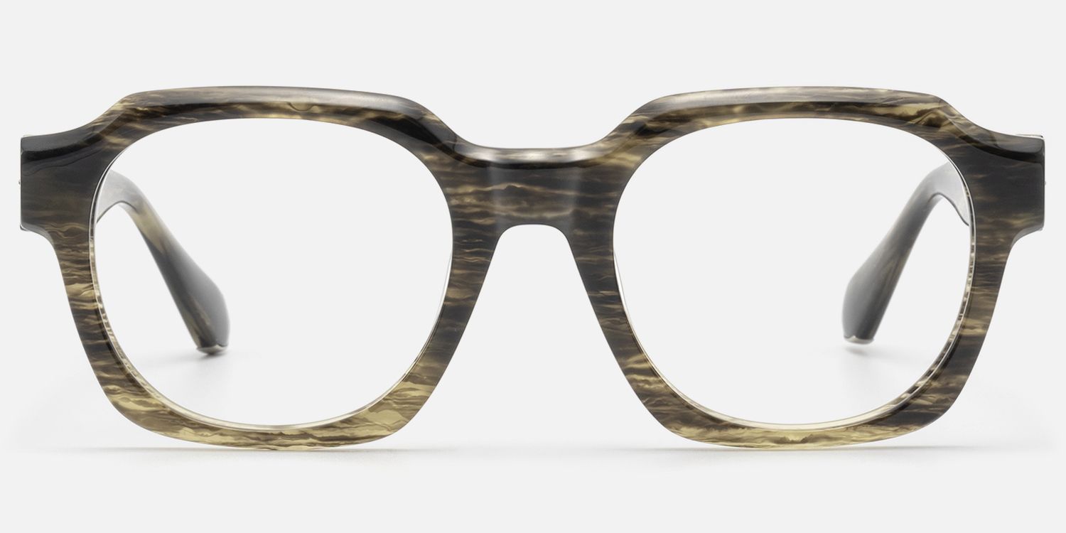 Vernon - Raw Texture Clear Brown Horn Glasses by Vooglam - Angle View