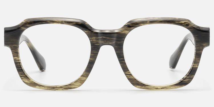 Vernon - Raw Texture Clear Brown Horn Glasses by Vooglam