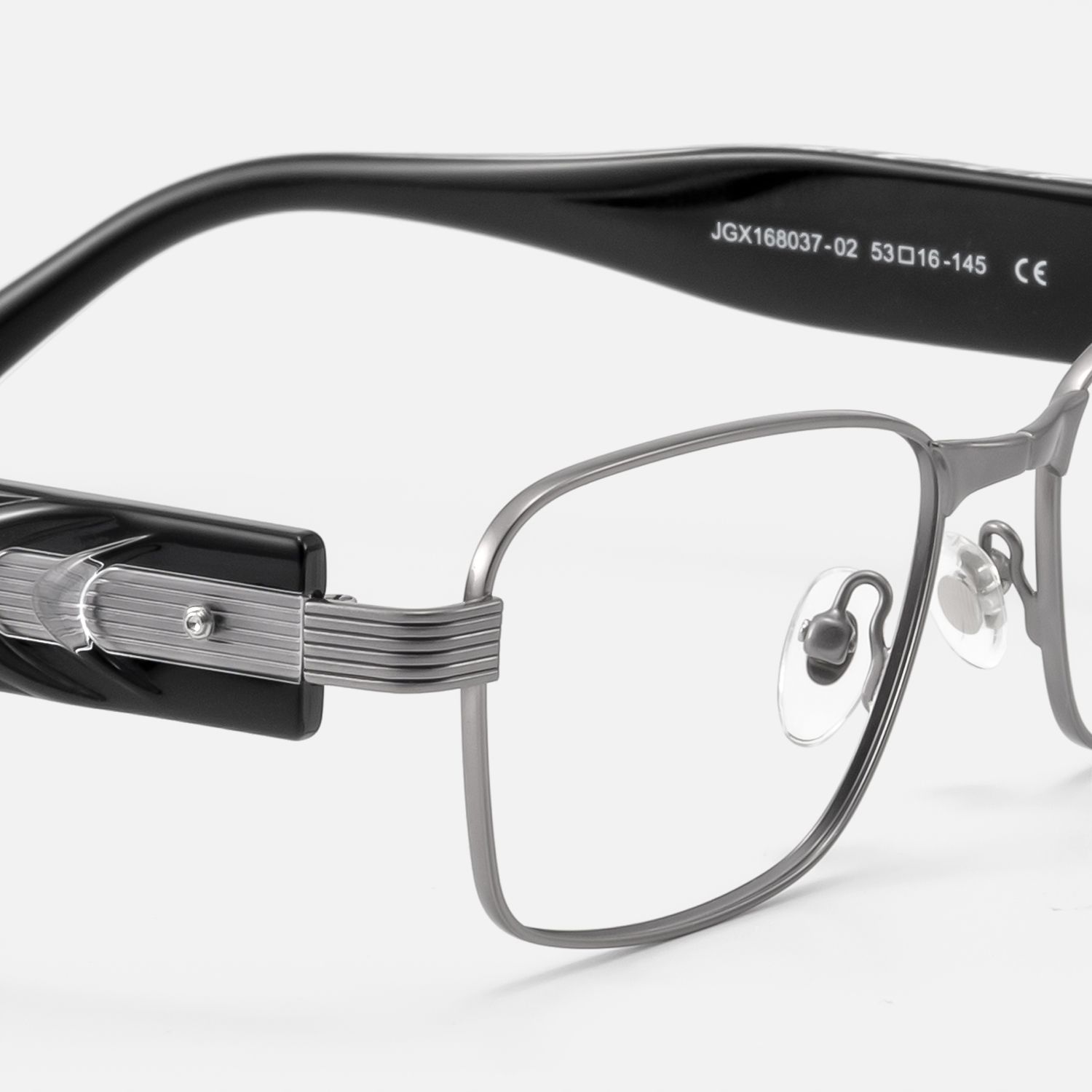 Toyo-Gunmetal Eyeglasses with Acetate Temple by Vooglam - Design Details