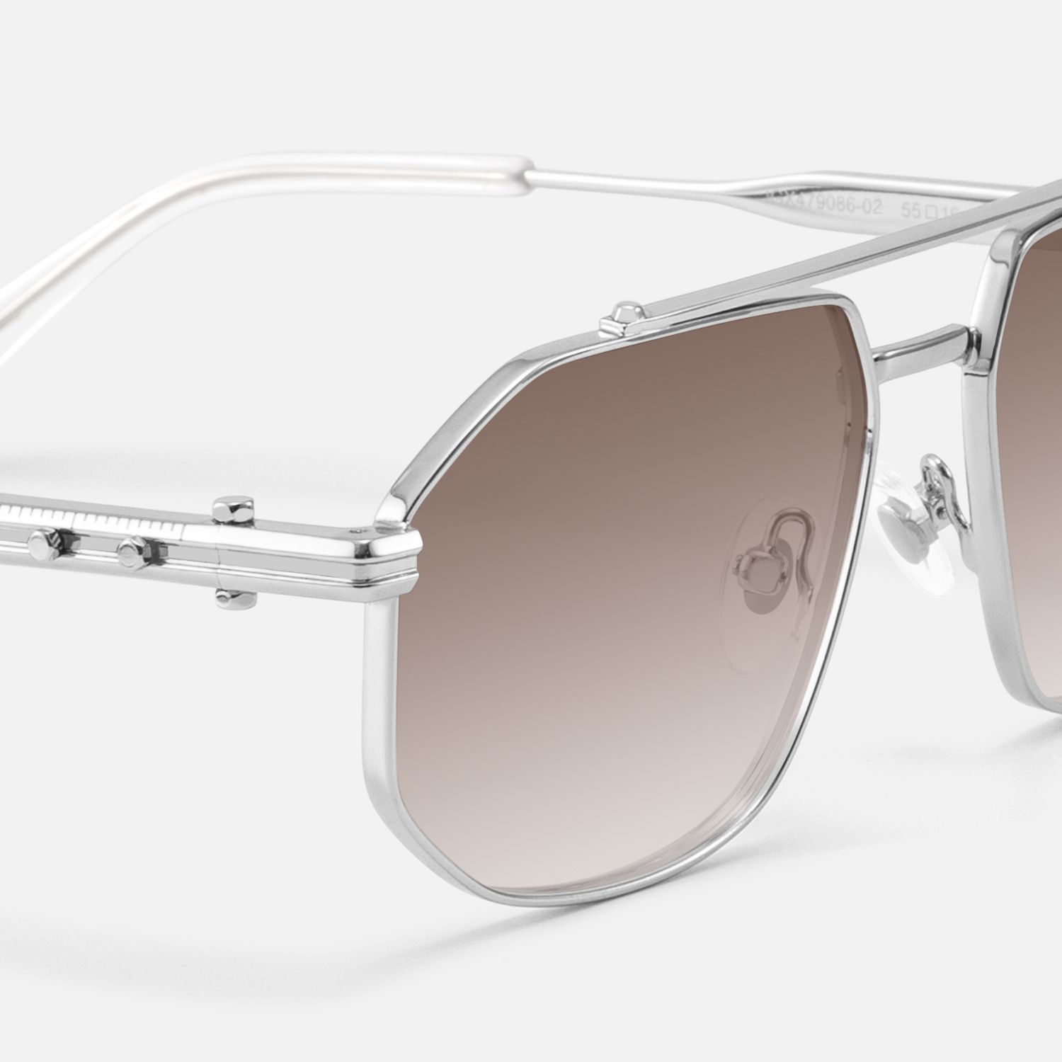 Ando - Silver Gradient Brown Lens Sunglasses by Vooglam - Design Details