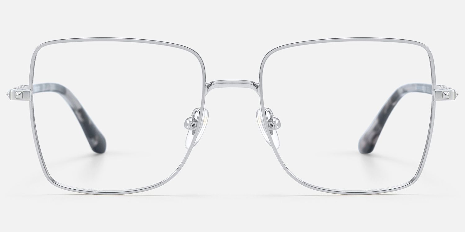 Devereux - Thin Metal Square Silver Eyeglasses by Vooglam - Angle View