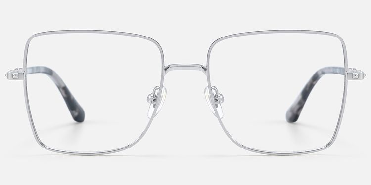 Devereux - Thin Metal Square Silver Eyeglasses by Vooglam