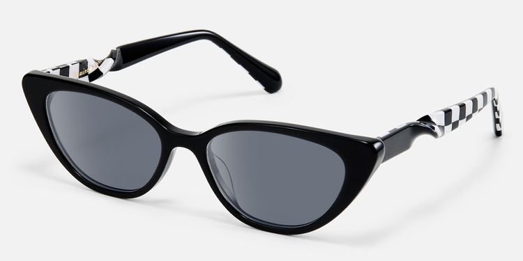Harena - Lightweight Cateye Checkered Sunglasses by Vooglam
