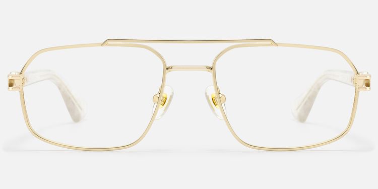Lacey - Iconic Thin Aviator Gold Eyeglasses by Vooglam