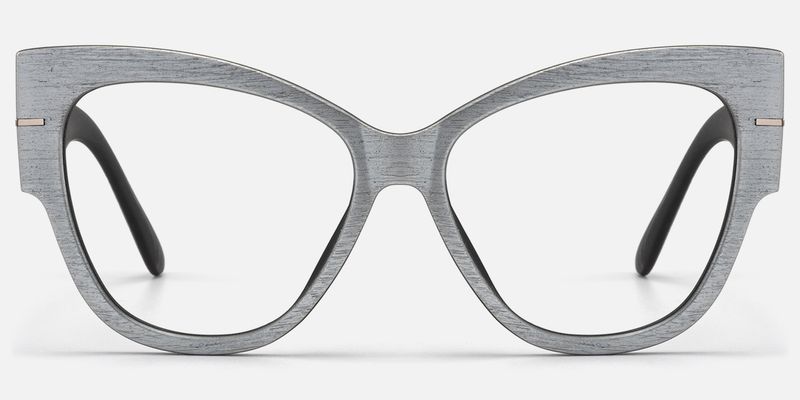 Elektra - Sleek Brushed Cat-Eye Designer Gray Glasses