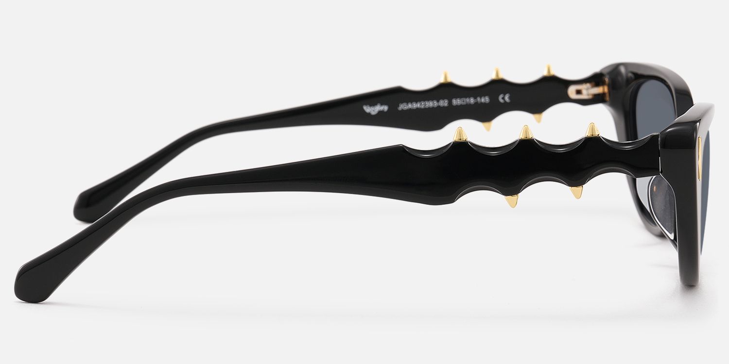 As If - Punk Spike Deco Black Cat Eye Sunglasses by Vooglam - Side View