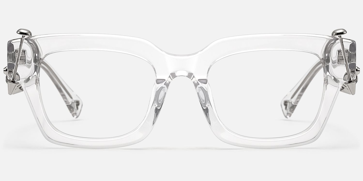 Sabrina - Rectangle Crystal Acetate Eyeglasses by Vooglam - Angle View
