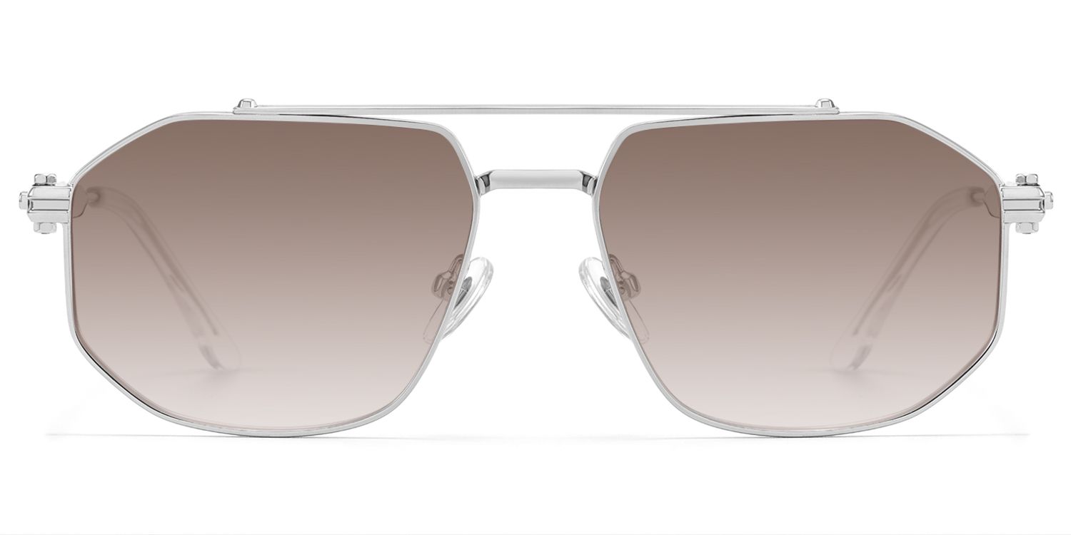 Ando - Silver Gradient Brown Lens Sunglasses by Vooglam Product Details 1