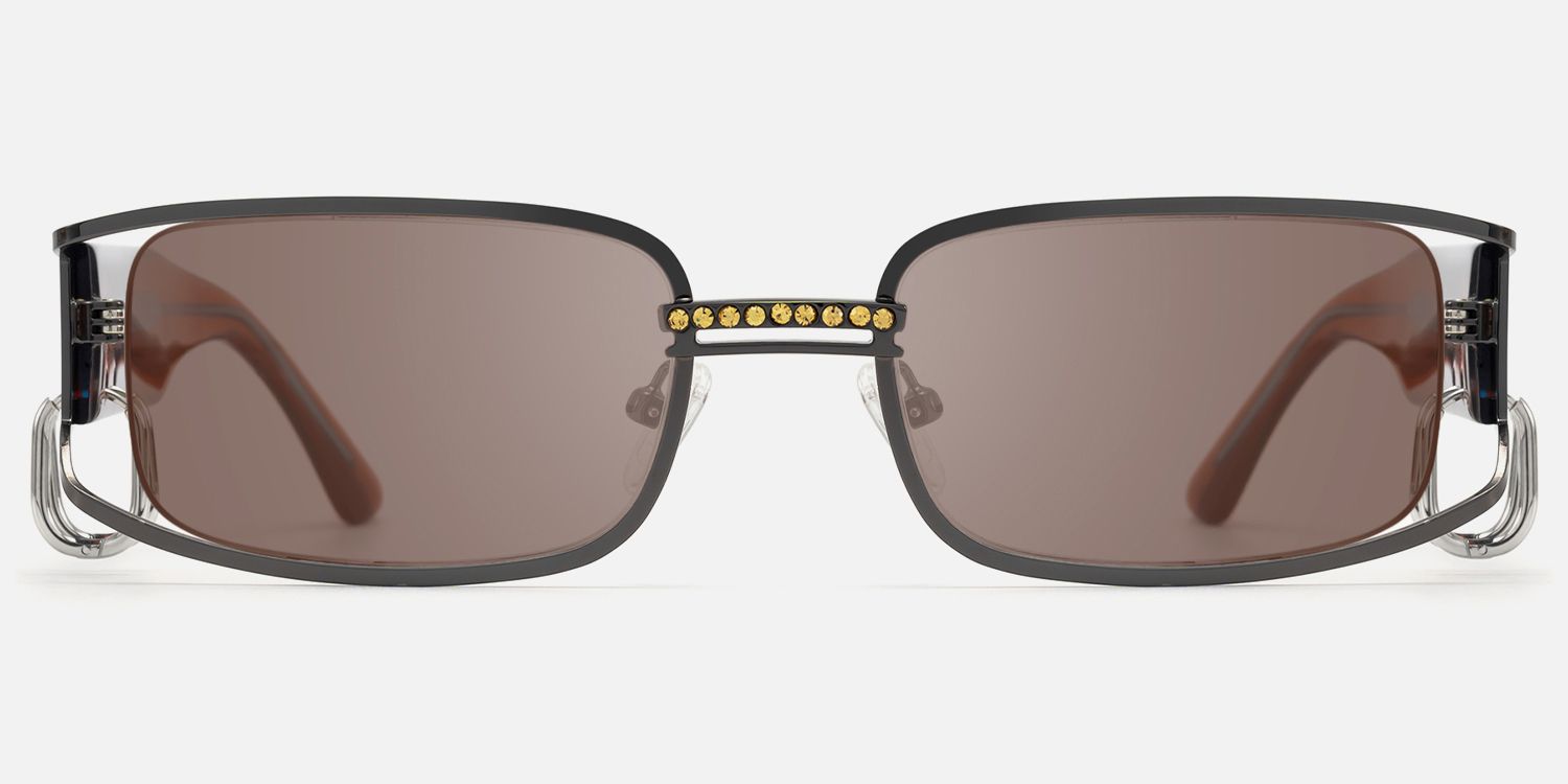 Riff - Huggie Deco Narrow Rectangle Sunglasses by Vooglam - Angle View