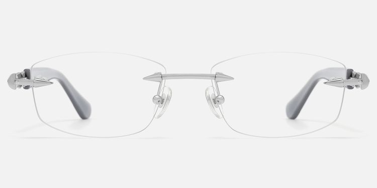 Fracture - Silver Grey Rimless Spike Glasses by Vooglam