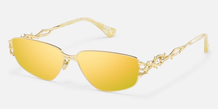 Spine - Gold Metal Thorn Deco Gradient Sunglasses by Vooglam