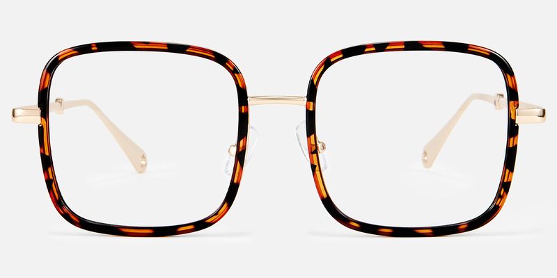 Jace - Oversized Square Tortoise and Gold Glasses by Vooglam