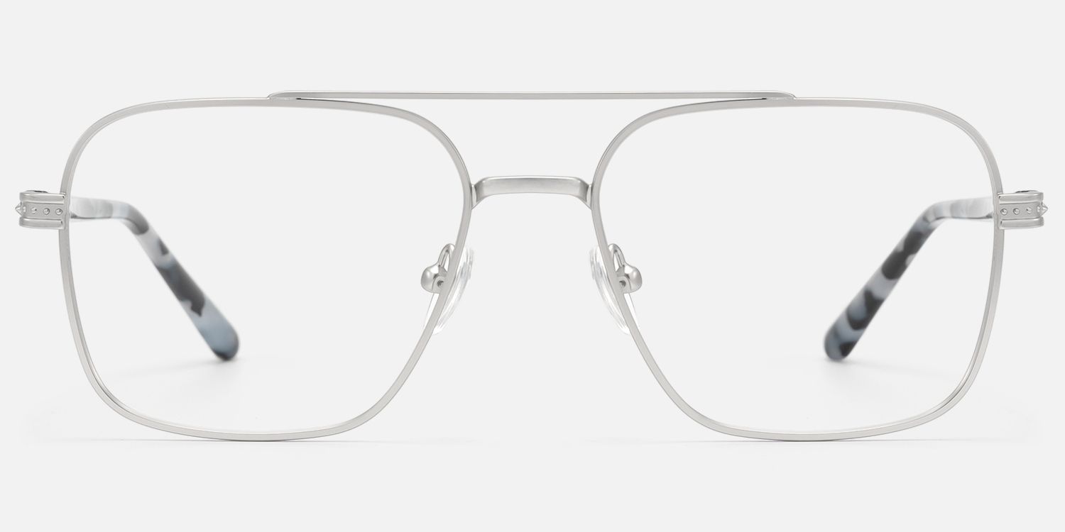 Kovar - Silver Double Bridge Metal Aviator by Vooglam - Angle View