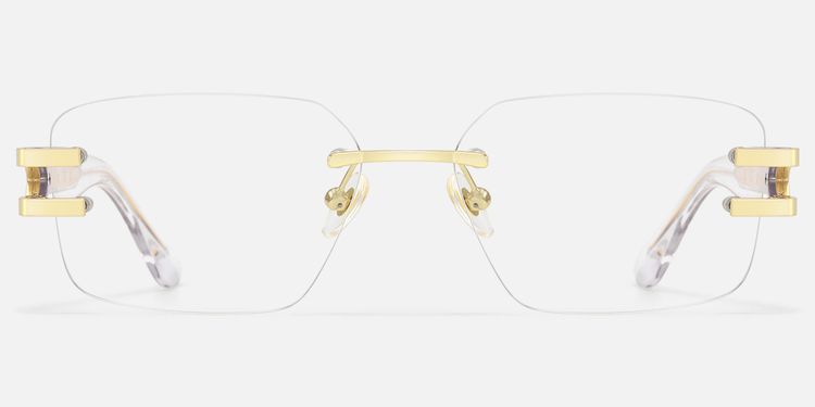 Aurum - Retro Gold Rimless Rectangle Eyeglasses by Vooglam