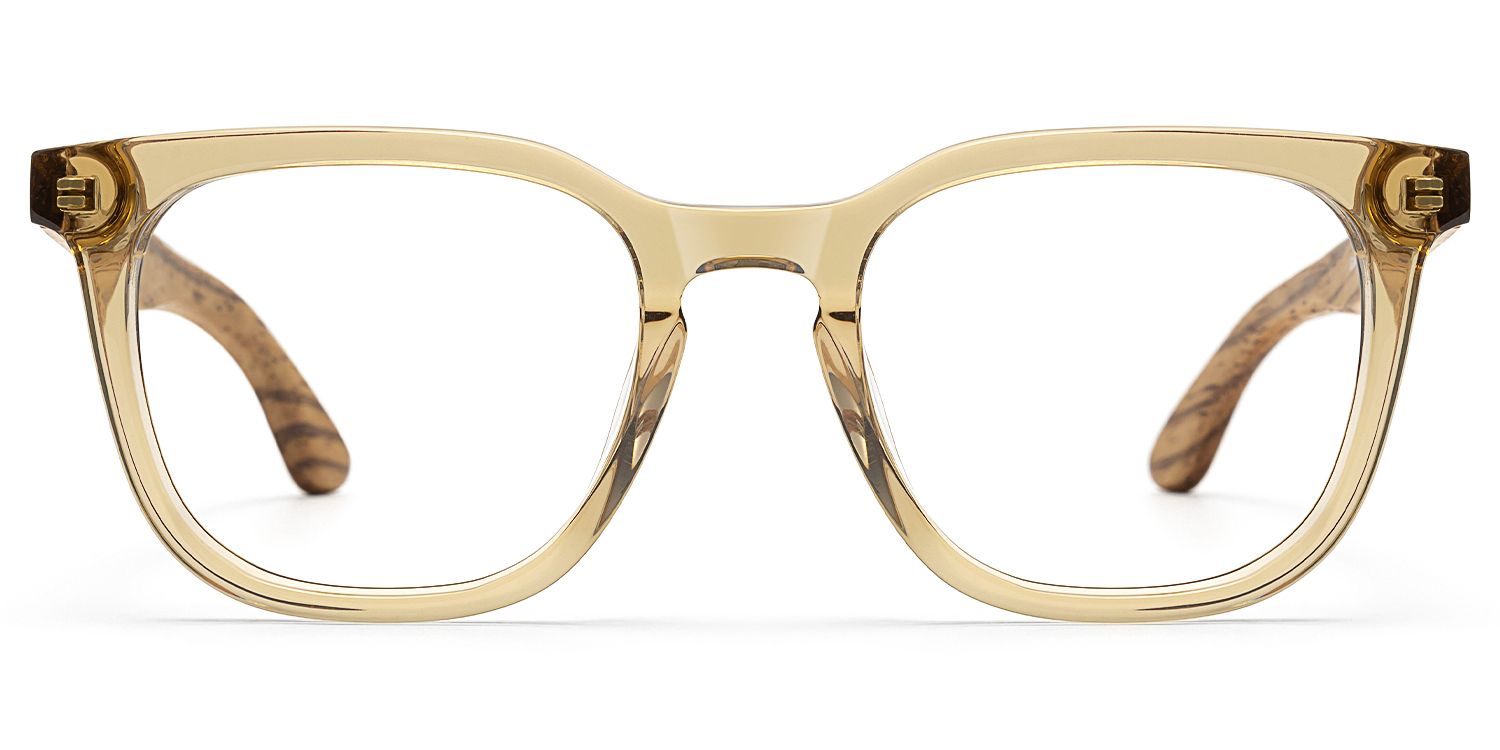 Lote - Clear Brown Wood Temple Square Glasses by Vooglam Product Details 1