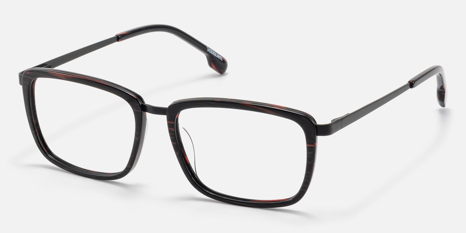Alloy - Sleek Black Rectangle Professional Glasses by Vooglam - Front View