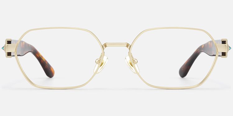 Orion - Vintage Gold Geometric Glasses Matte Frame by Vooglam