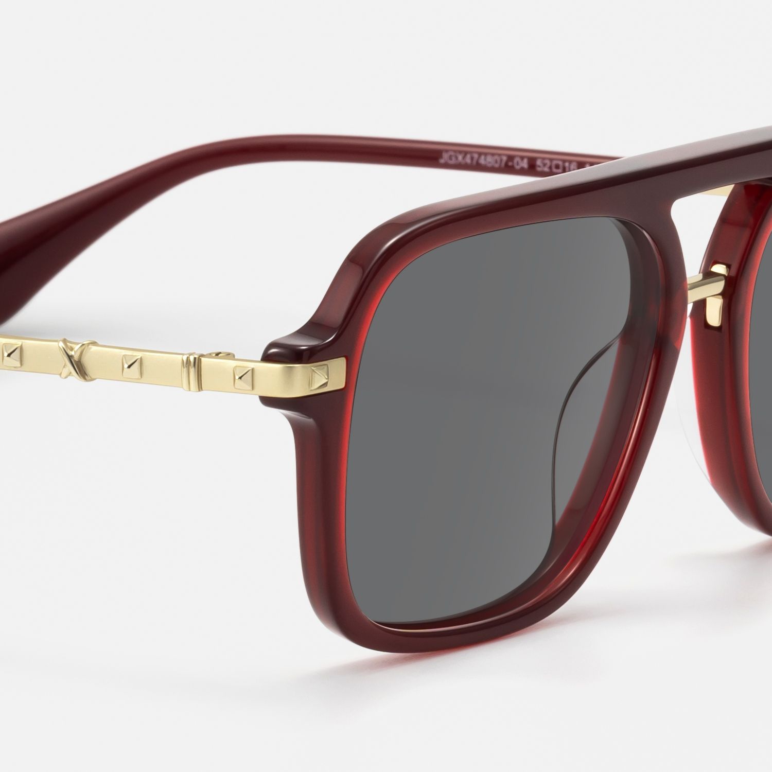 Marfa - Bold Red Frame Square Pilot Sunglasses by Vooglam - Design Details