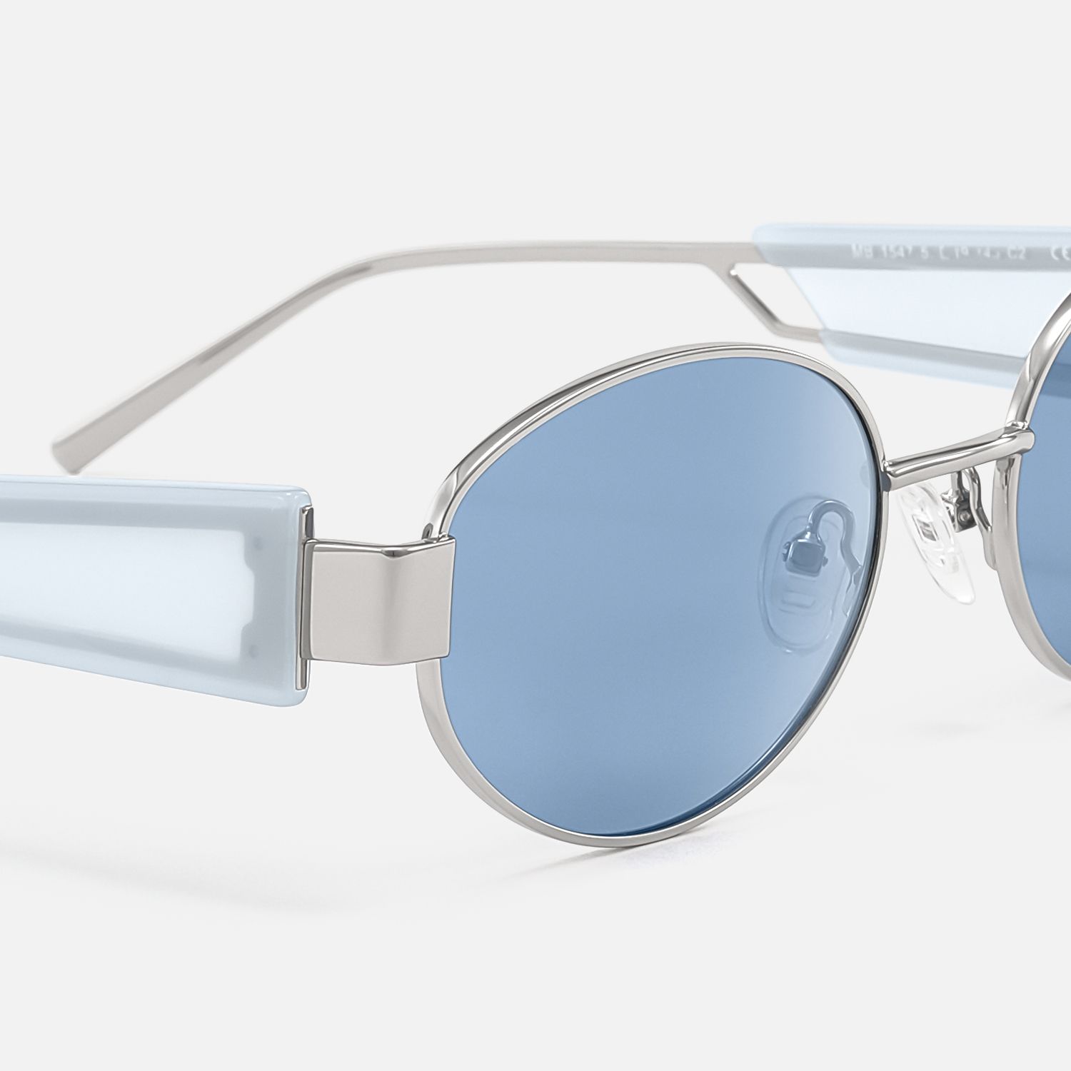 Ember - Oval Silver Sunglasses by Vooglam - Design Details