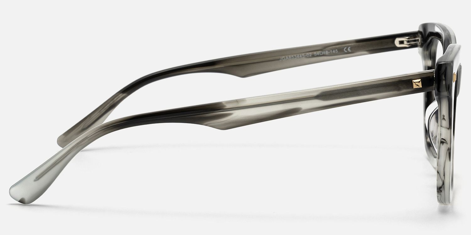 Taffeta - Square Silver Eyeglasses by Vooglam - Side View