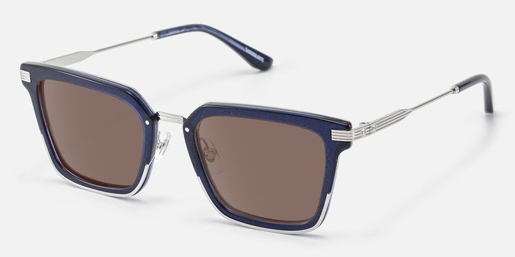 Kassel - Statement Navy Blue Brown Lens Sunglasses by Vooglam