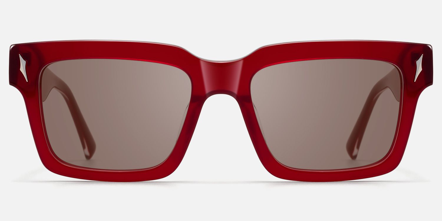 Razor - Brown Tint Transparent Red Sunglasses by Vooglam - Angle View