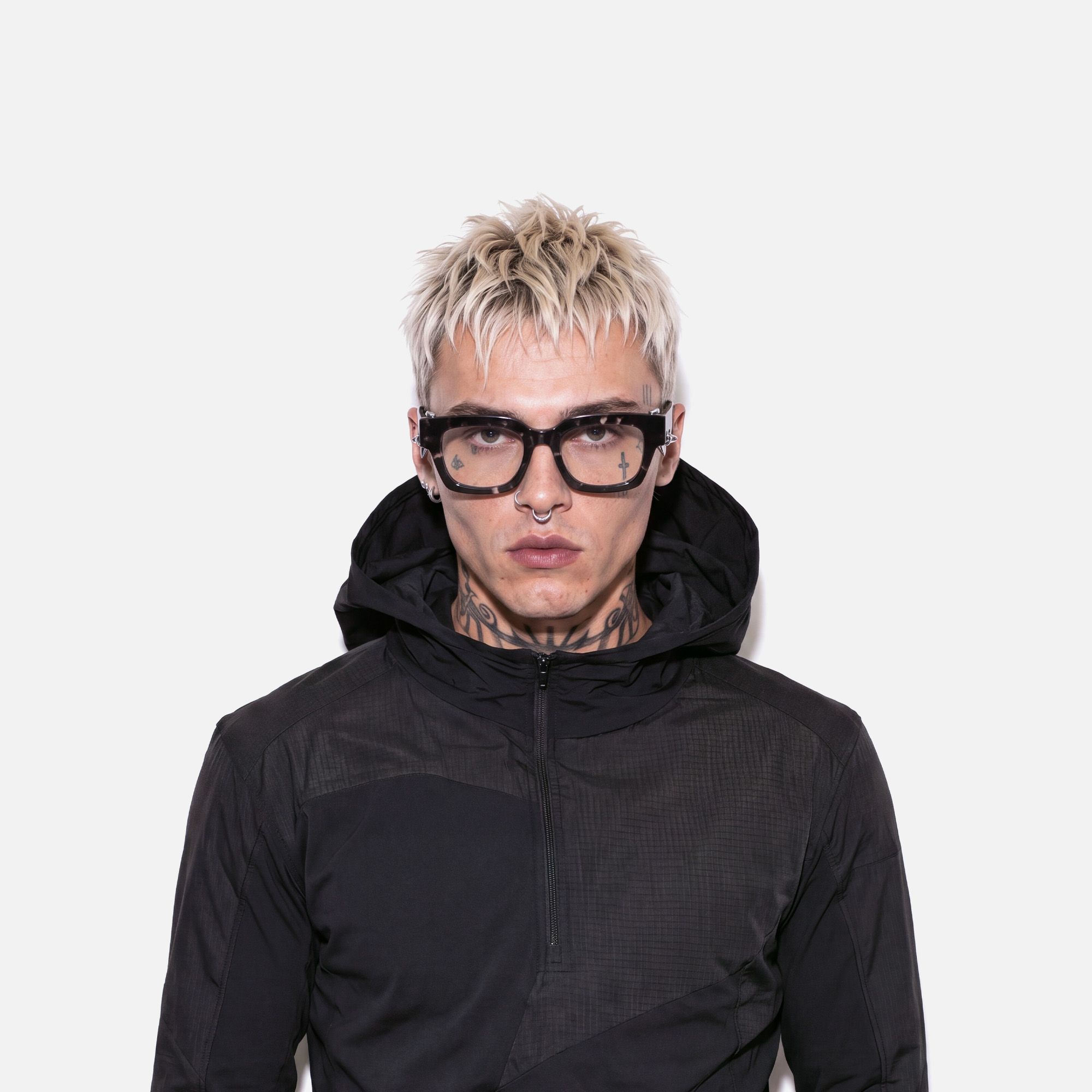Sabrina - Black Pierced Tortoise Glasses by Vooglam - Lifestyle Look
