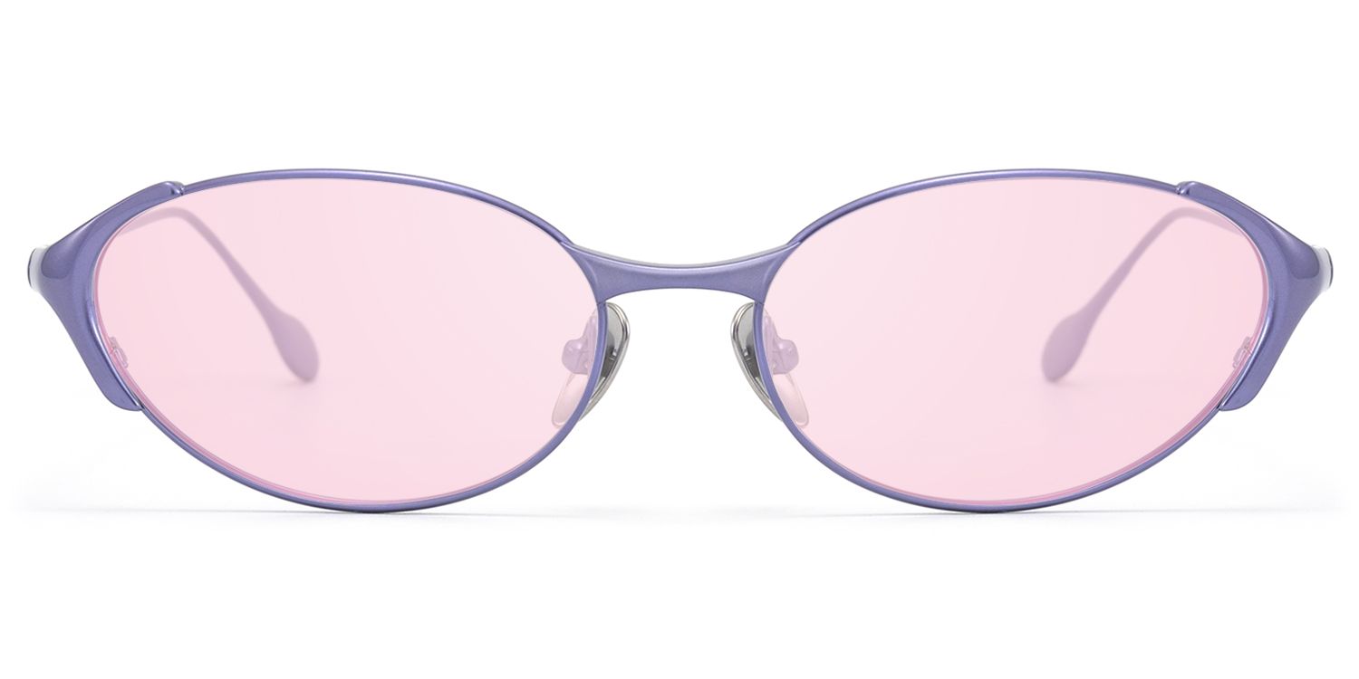Ebisu - Purple Oval Rave Sunglasses with Pink Lens by Vooglam Product Details 1