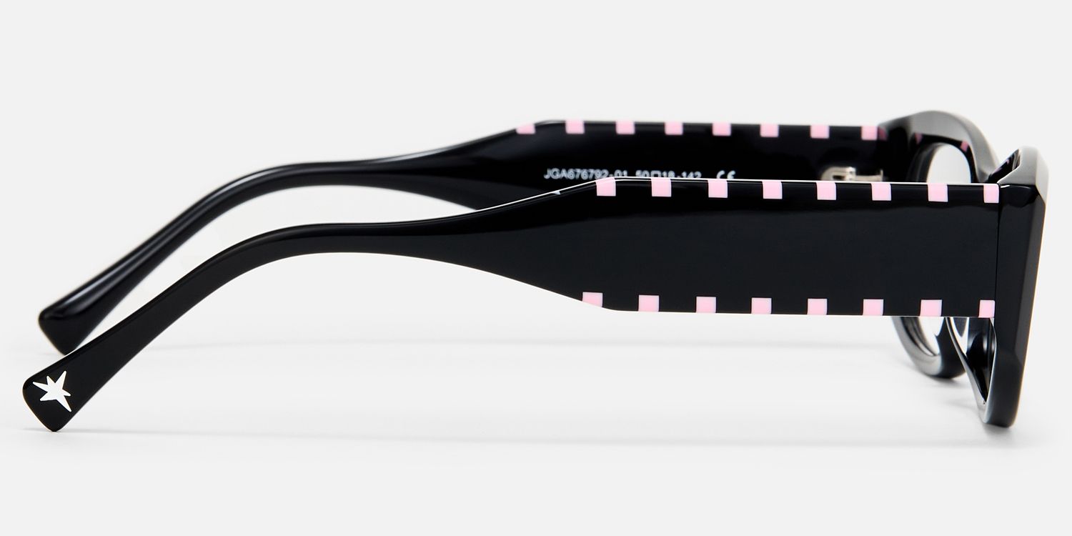 Banksy - Rectangle Black Eyeglasses by Vooglam - Side View