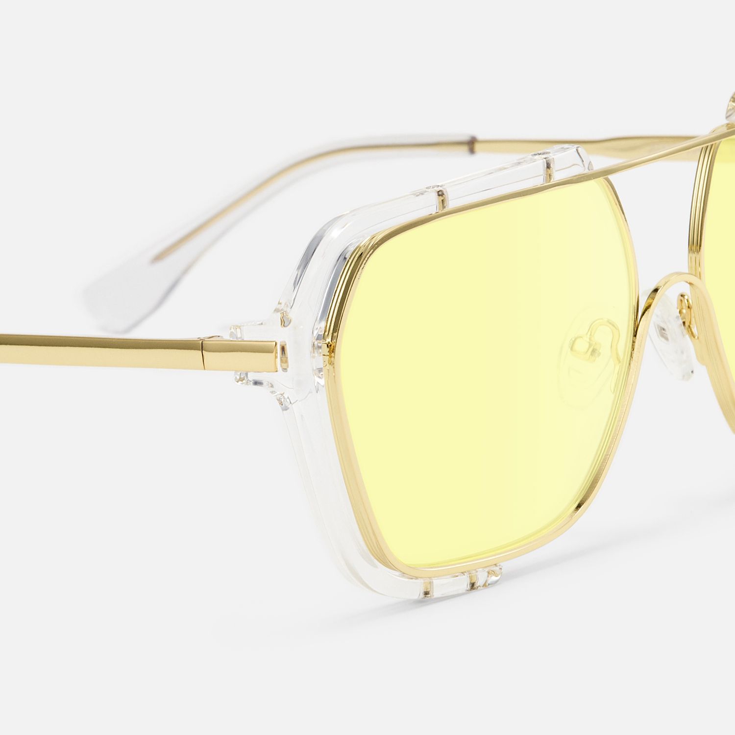 Porsha - Gold Double Bridge Aviator Sunglasses by Vooglam - Design Details