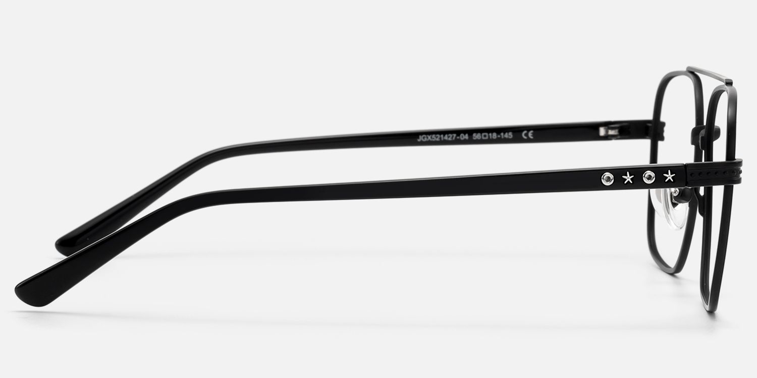 Kovar - Matte Black Monochrome Wire Aviator by Vooglam - Side View