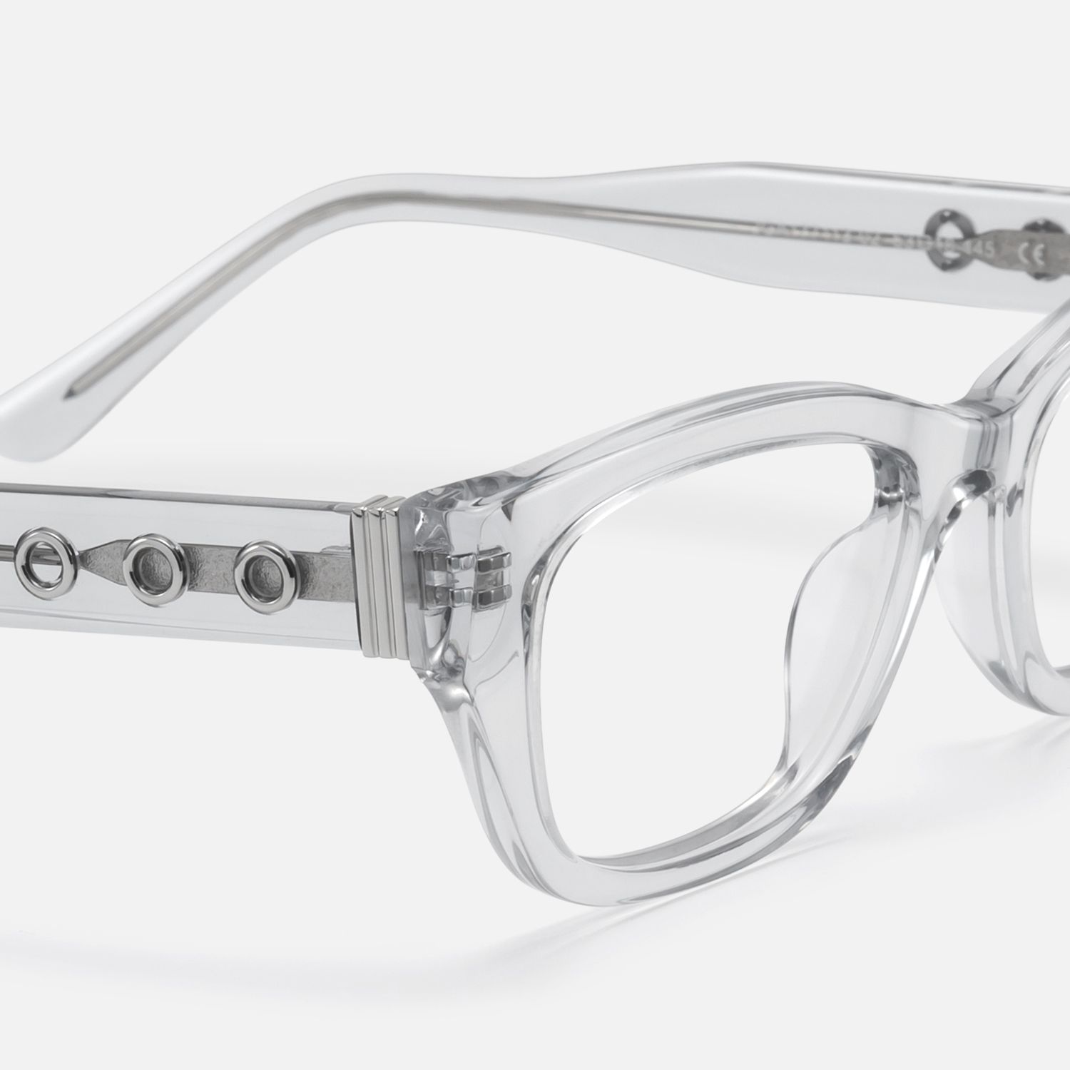 Riven - Crystal Grey Thick Cat Eye Frames by Vooglam - Design Details