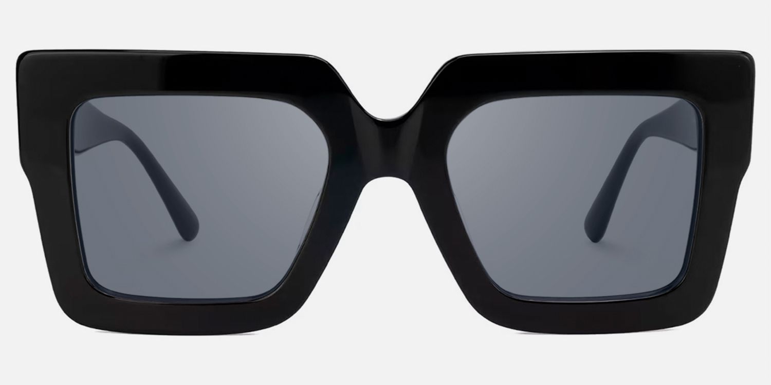 Charisse - Bold Chunky Square Black Sunglasses by Vooglam - Angle View