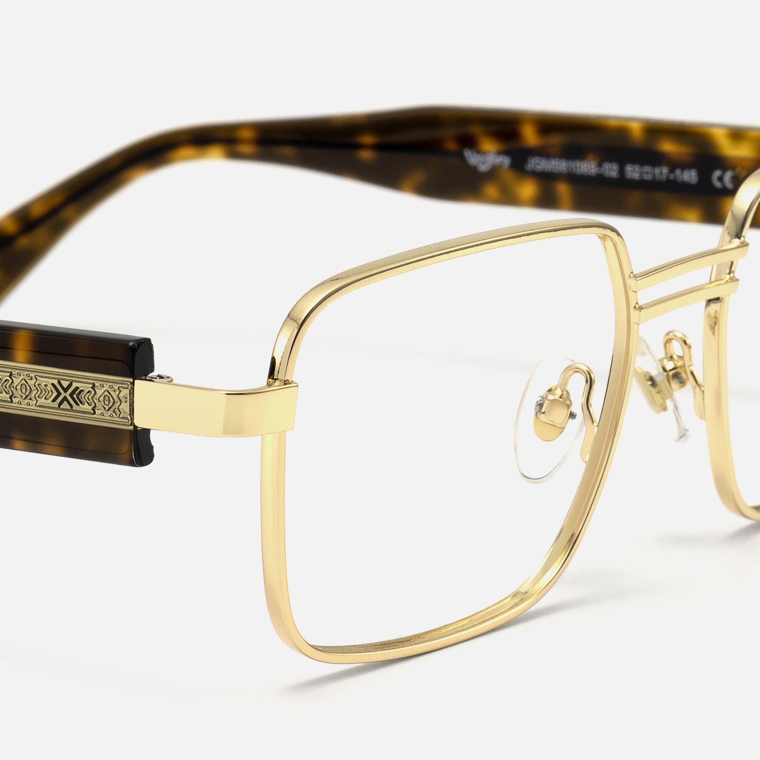 Ubuntu - Rectangle Gold Eyeglasses by Vooglam - Design Details