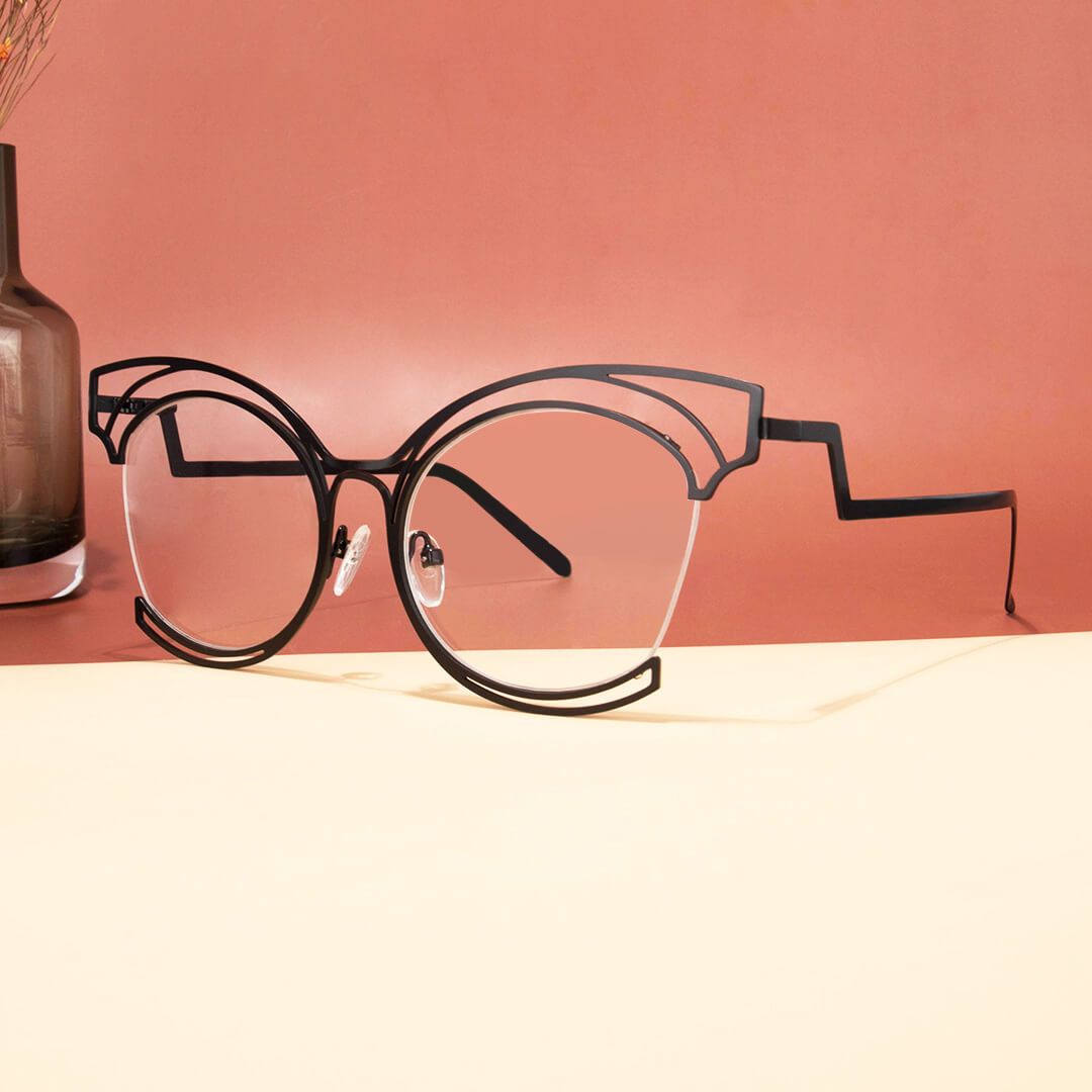 Maggie - Cat Eye Black Eyeglasses | Vooglam On Model