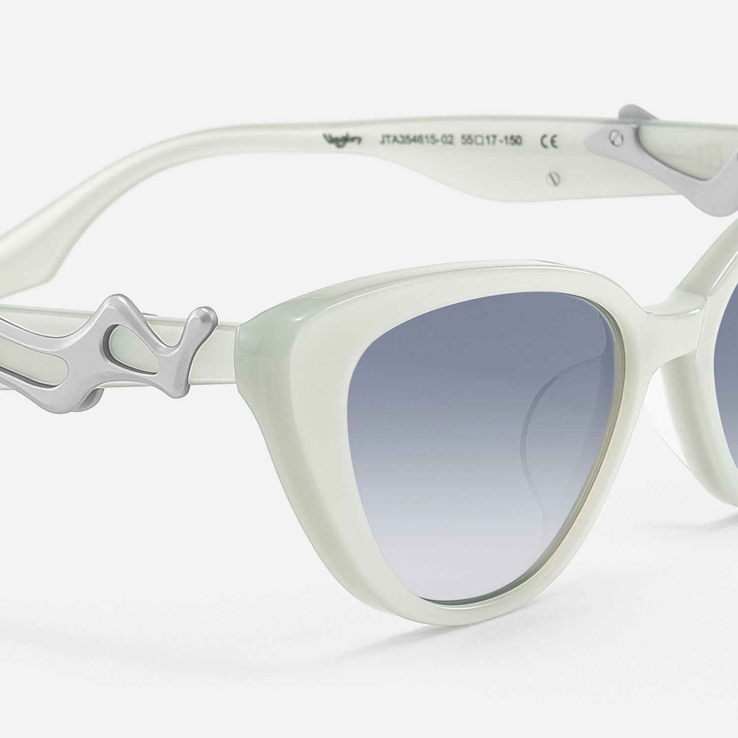 No Fate - Silver White Cat Eye Sunglasses by Vooglam - Design Details