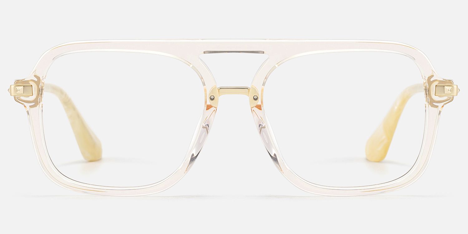 Marfa - Transparent Yellow Aviator Glasses by Vooglam - Angle View