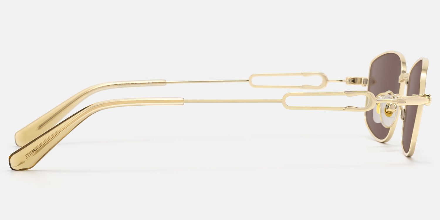 Bladework - Gold Narrow Brown Sunglasses by Vooglam - Side View