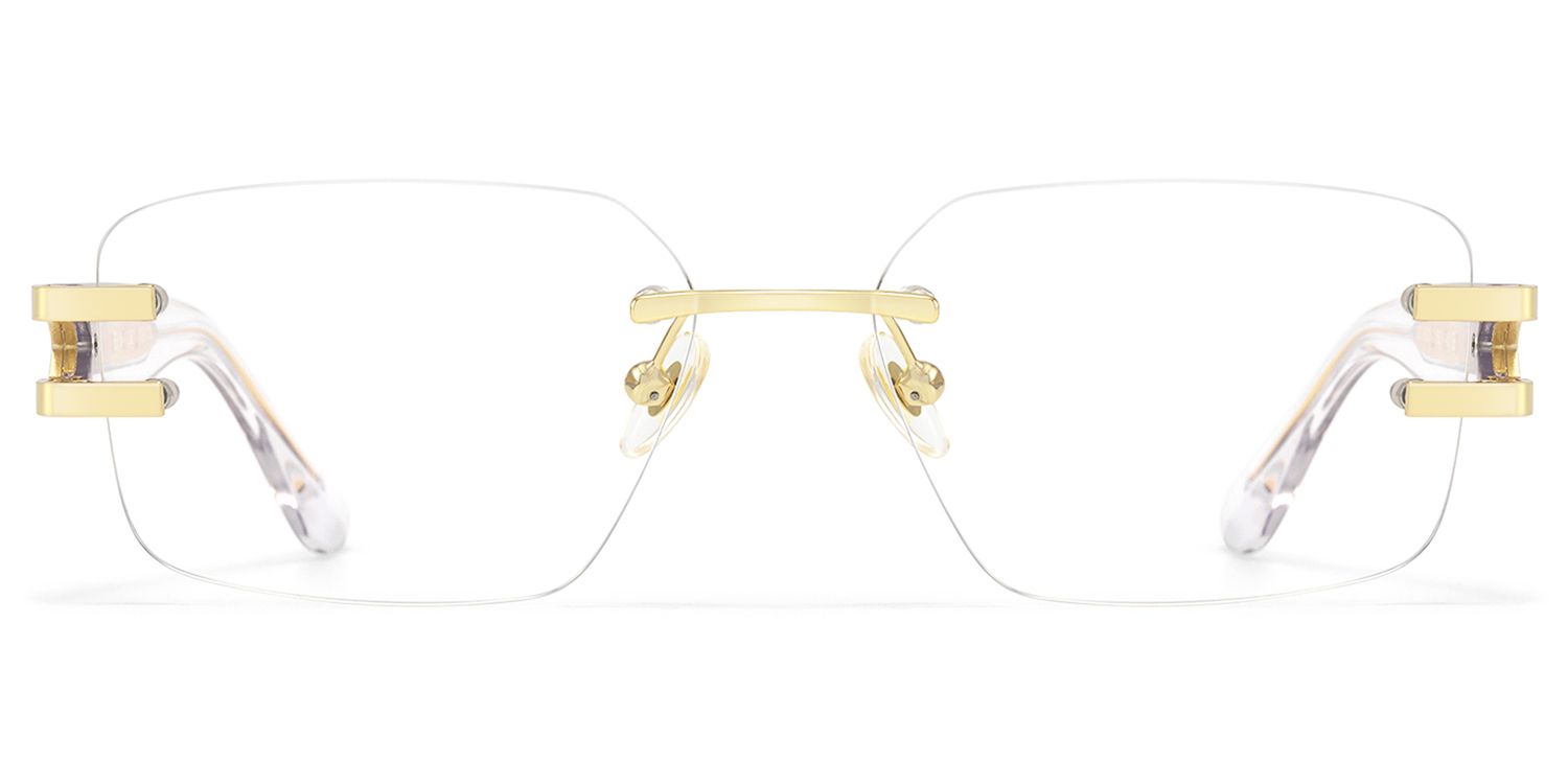 Aurum - Retro Gold Rimless Rectangle Eyeglasses by Vooglam Product Details 1