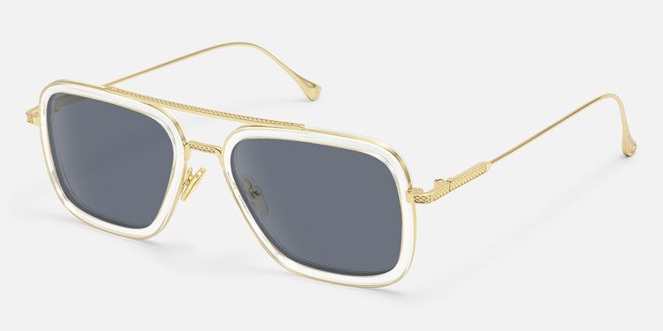Alvira - Clear Aviator Sunglasses Gold Frame by Vooglam