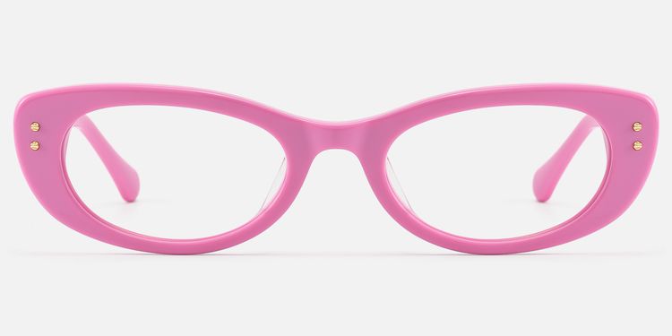 Ginza - Pink Acetate Narrow Cat Eye Rave Glasses by Vooglam