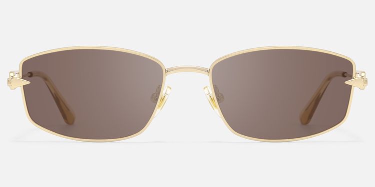 Bladework - Gold Narrow Brown Sunglasses by Vooglam