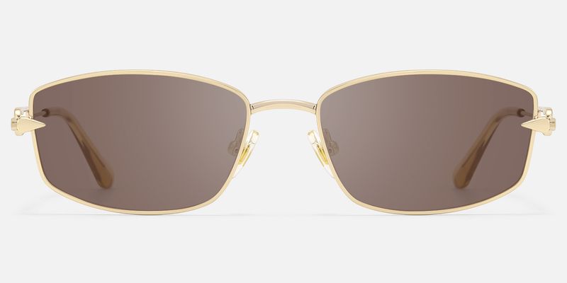 Bladework - Gold Narrow Brown Sunglasses by Vooglam