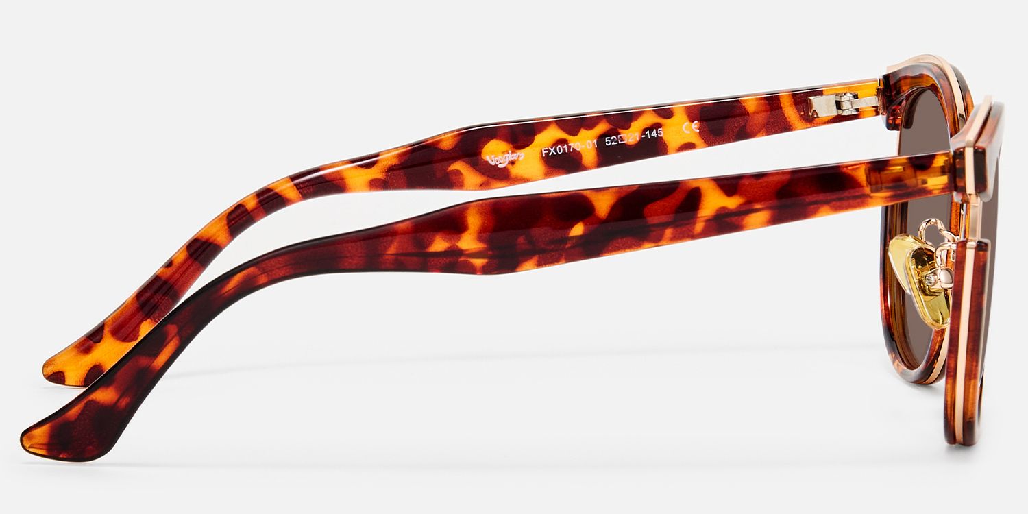 Retro - Round Cat Eye Tortoise Shell Sunglasses by Vooglam - Side View