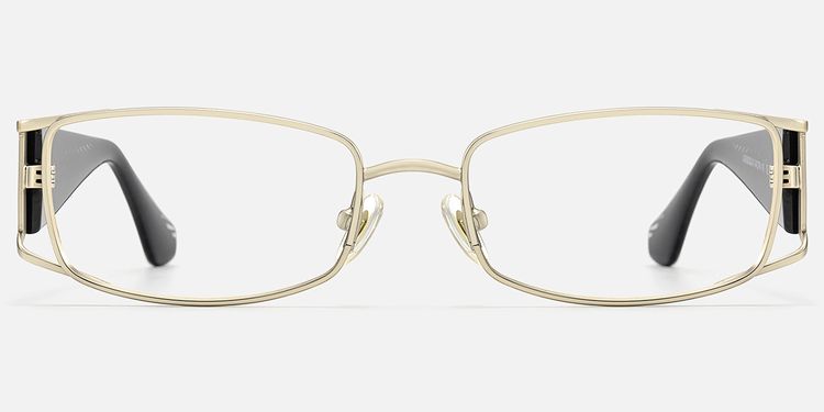 Wren - Unique Metal Rim Rectangle Gold Glasses by Vooglam