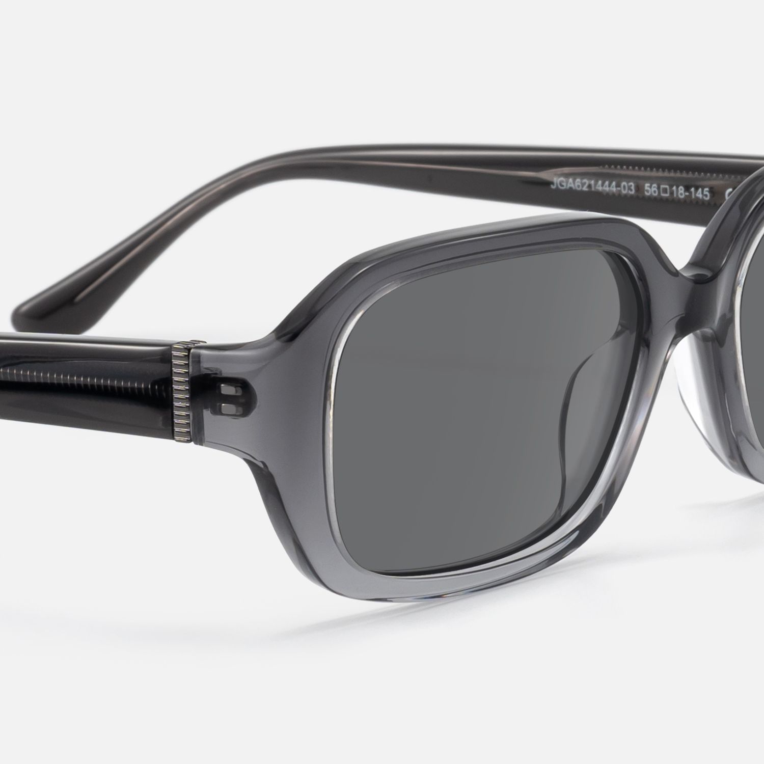 Mies - Gray Tinted Sunglasses with Screw Details by Vooglam - Design Details