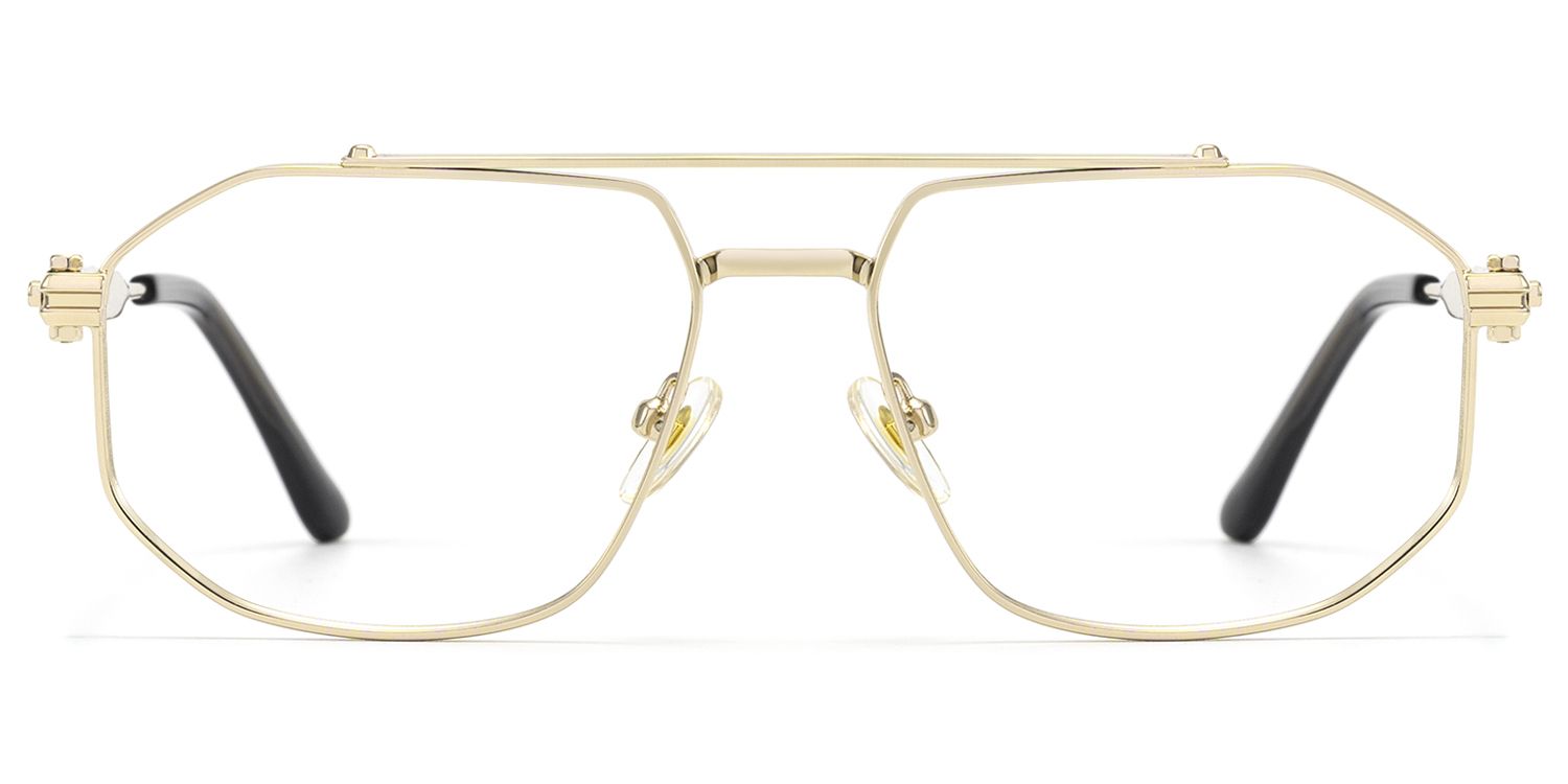 Ando - Gold Geometric Aviator Scale Glasses by Vooglam Product Details 1