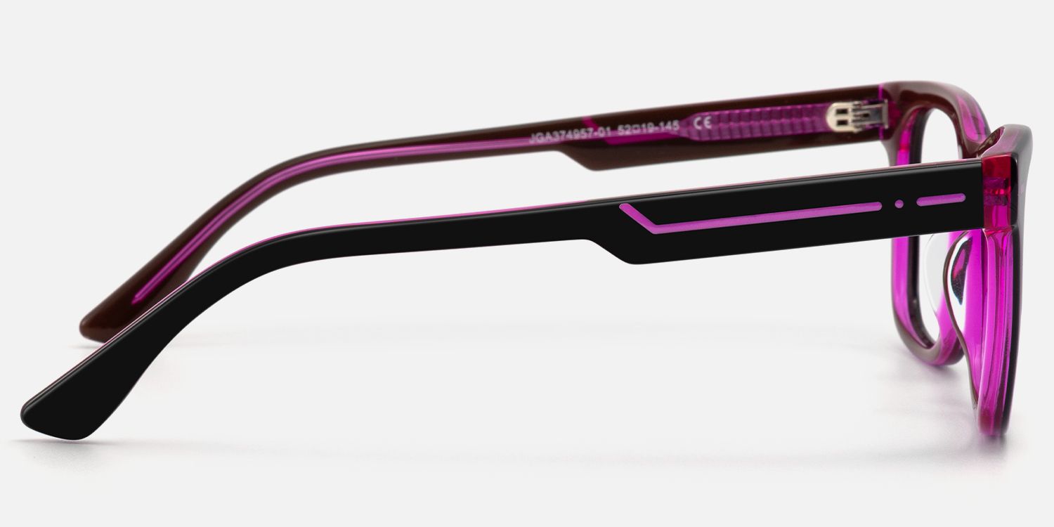 Ether - Square Acetate Neon Pink EDM Rave Glasses by Vooglam - Side View