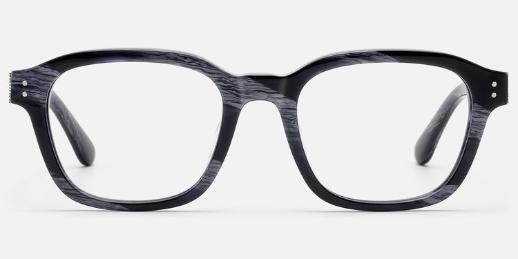 Rainier - Dark Blue Horn Zipper Square Glasses by Vooglam